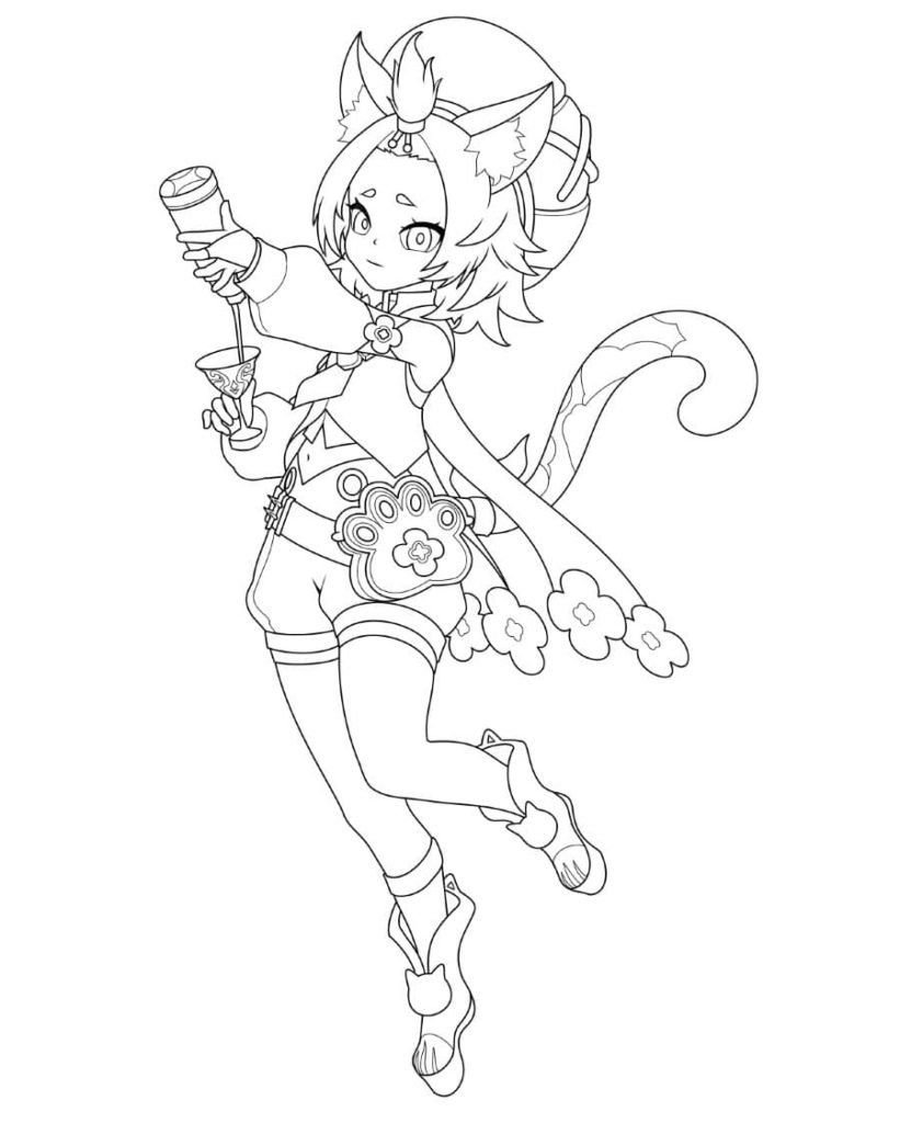 Раскраска Геншин Импакт Яэ Мико