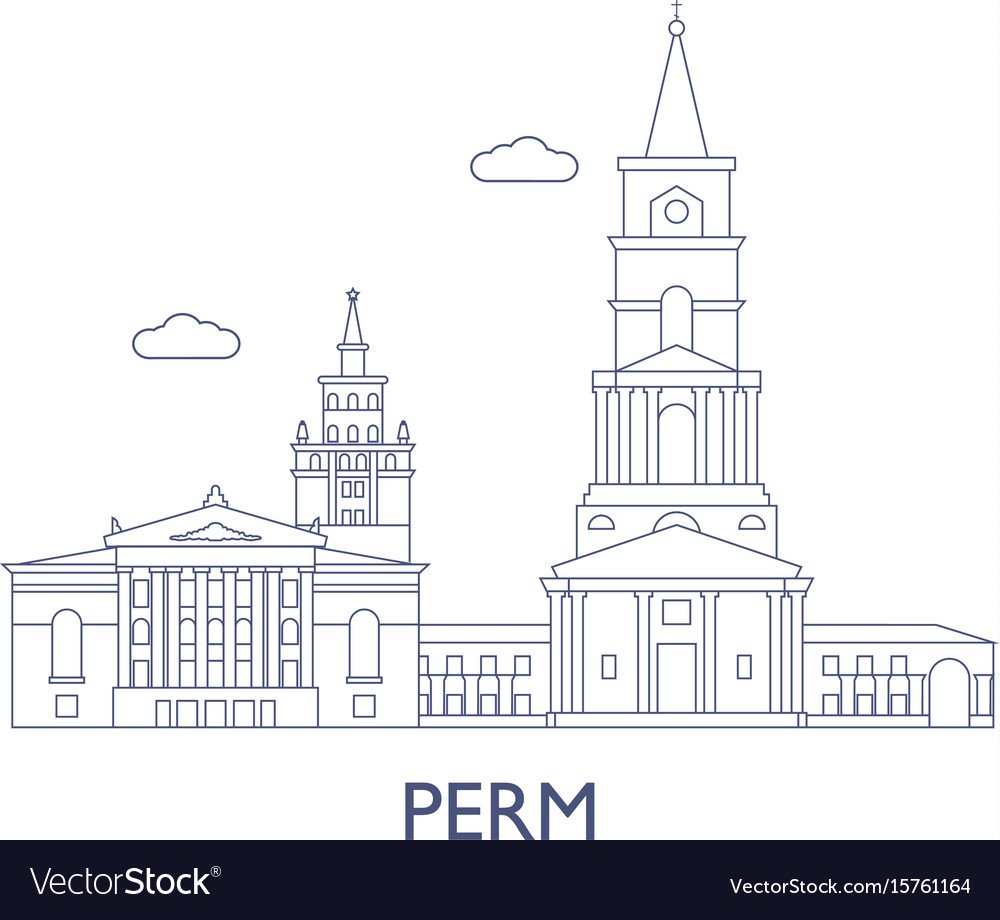 Достопримечательности Перми силуэт