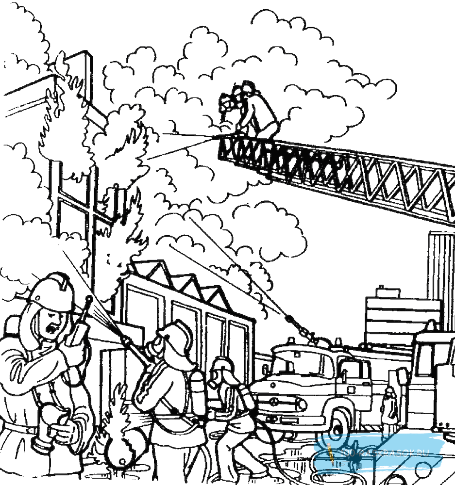 Разукрашка пожарная машина лего