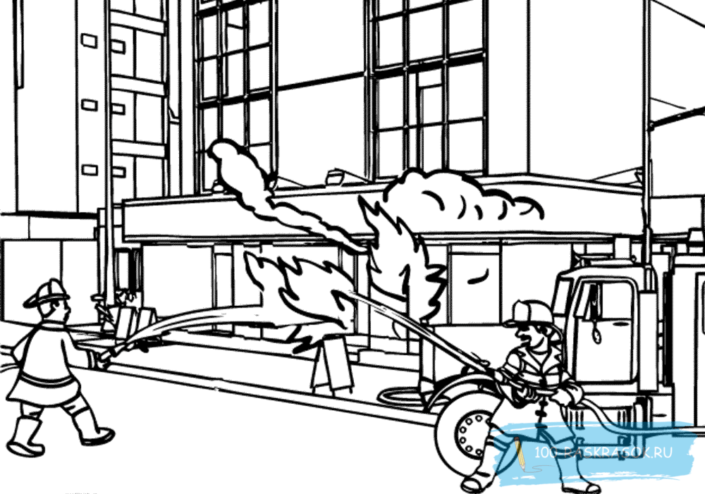 Раскраска пожарный для детей