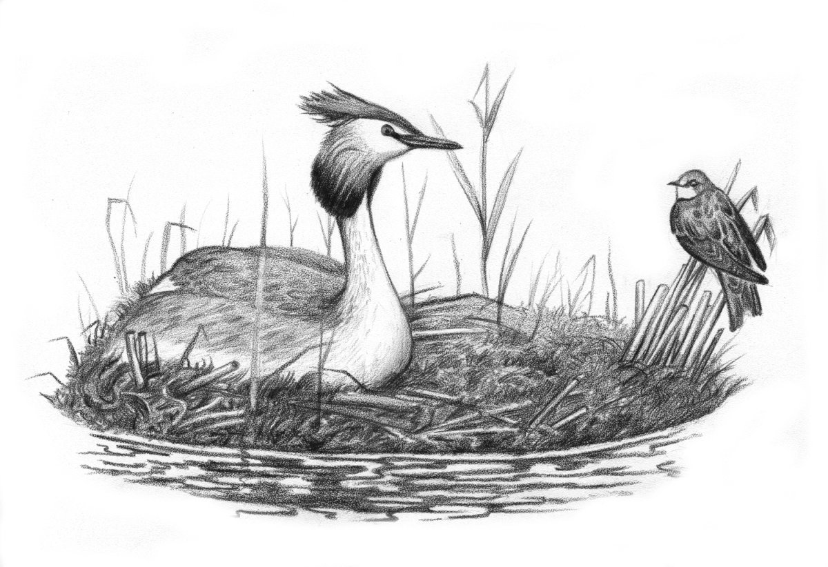 Раскраска птица чомга