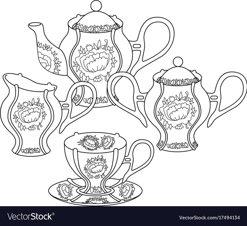 Чайный сервиз раскраска