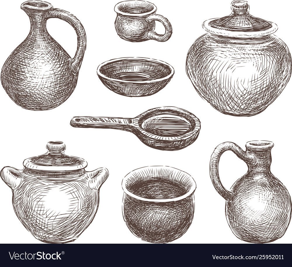 Рисование старинной посуды