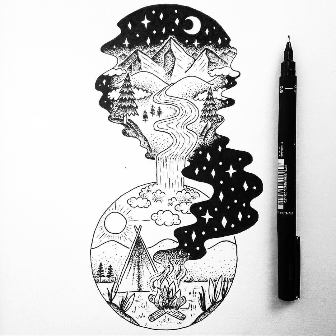 Черной ручкой в стиле