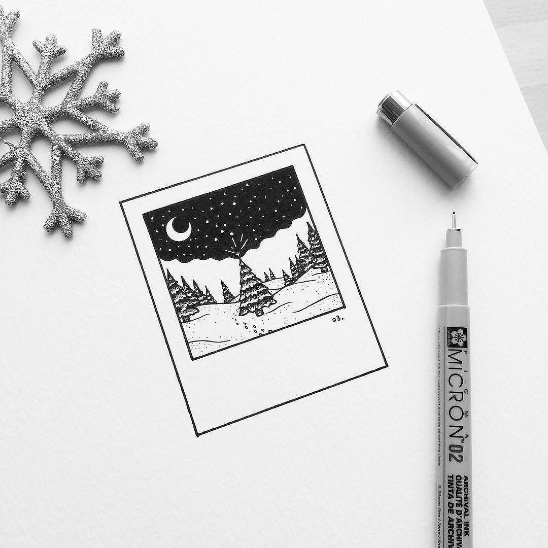 Мандала черной ручкой