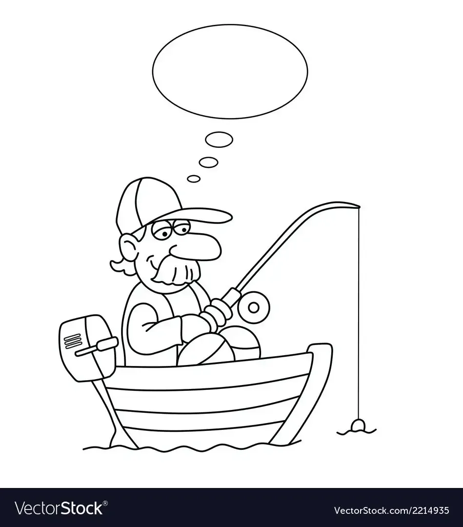 Рыбак в лодке раскраска