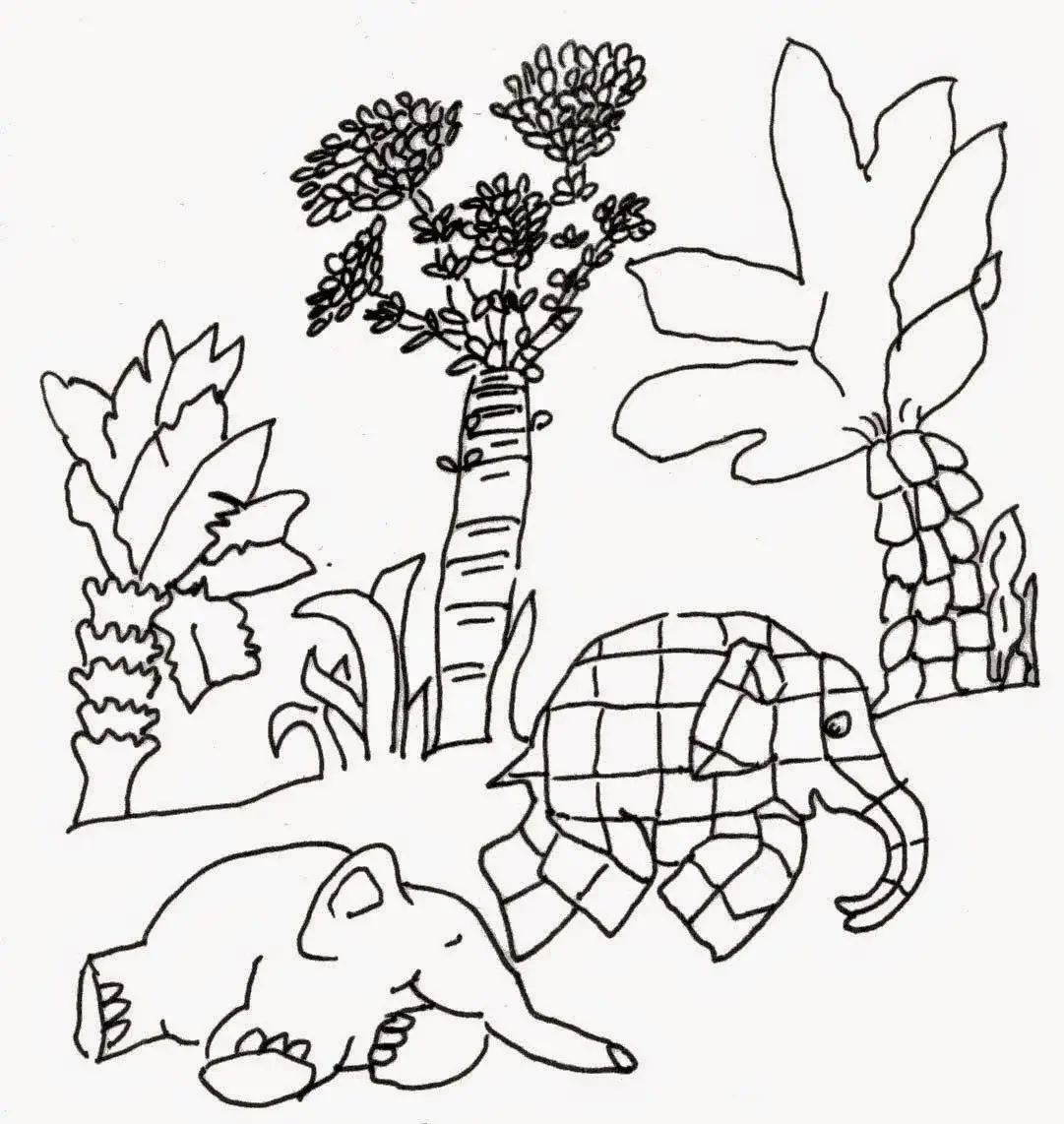 Слоненок Элмер раскраска