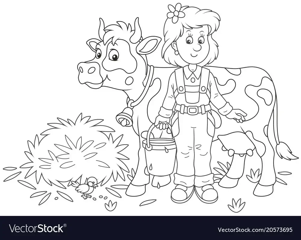 Доярка раскраска для детей