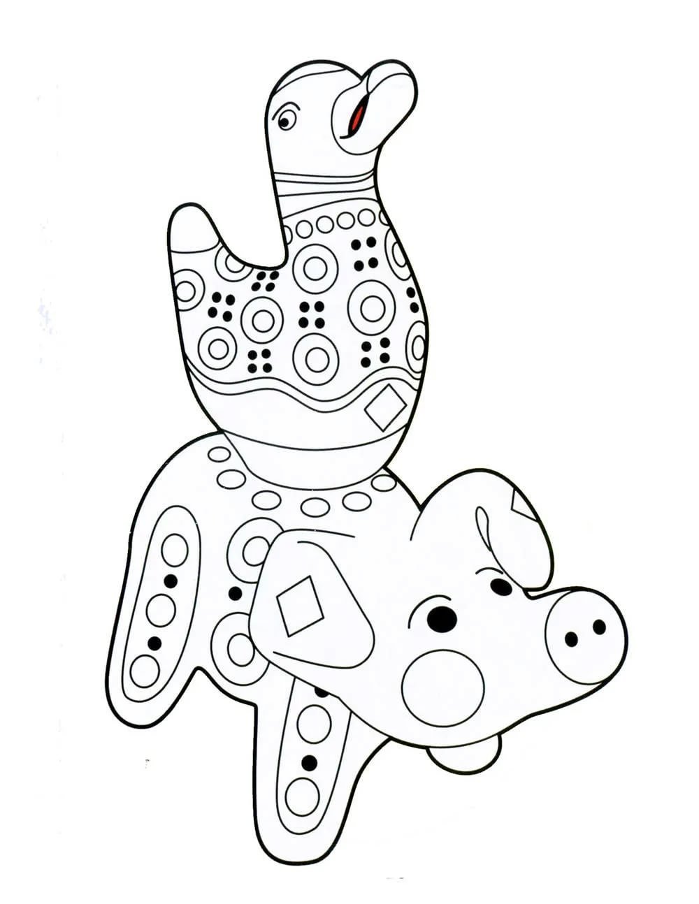 Олешек Дымковская игрушка раскраска