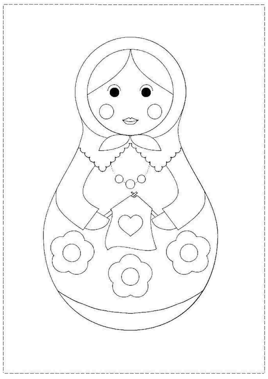 Раскраска матрёшка для детей 2-3 лет