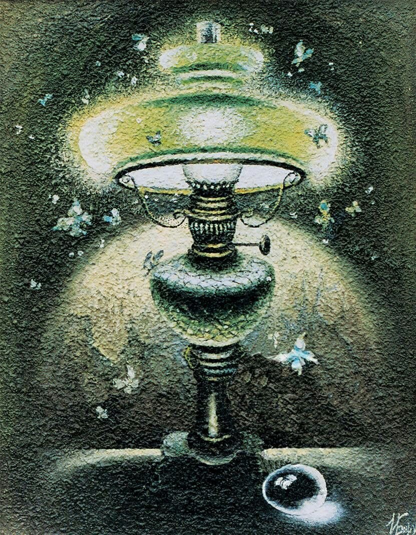 Зелёная лампа живопись