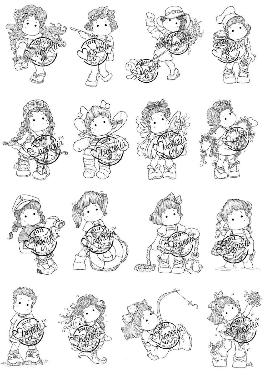 Много маленьких раскрасок марки