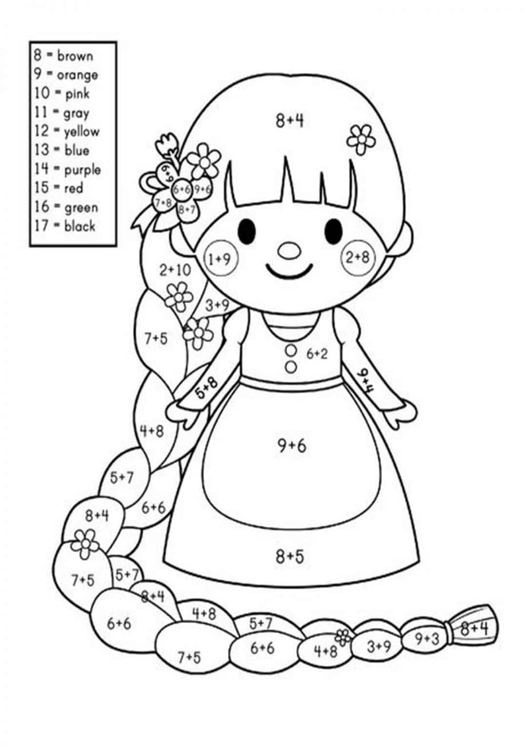 Сосчитай и раскрась цветок