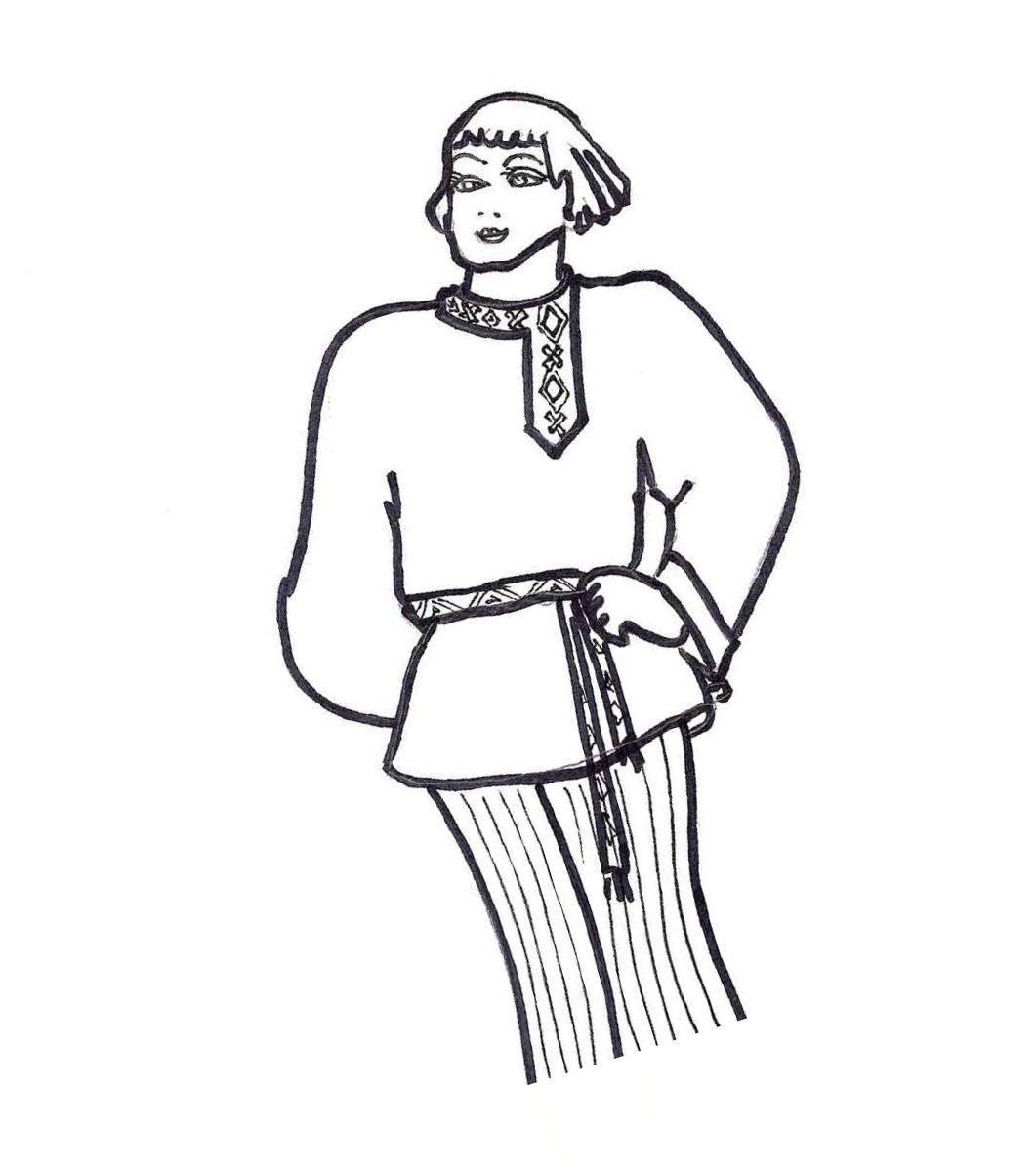 Русский народный костюм мужской раскраска