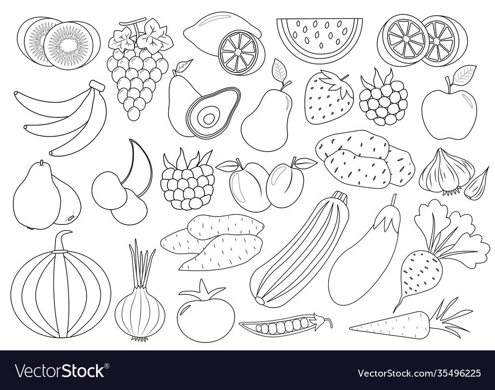 Много фруктов раскраска