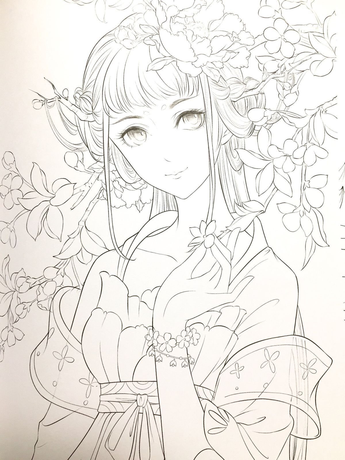 Раскраски для девочек сложные аниме