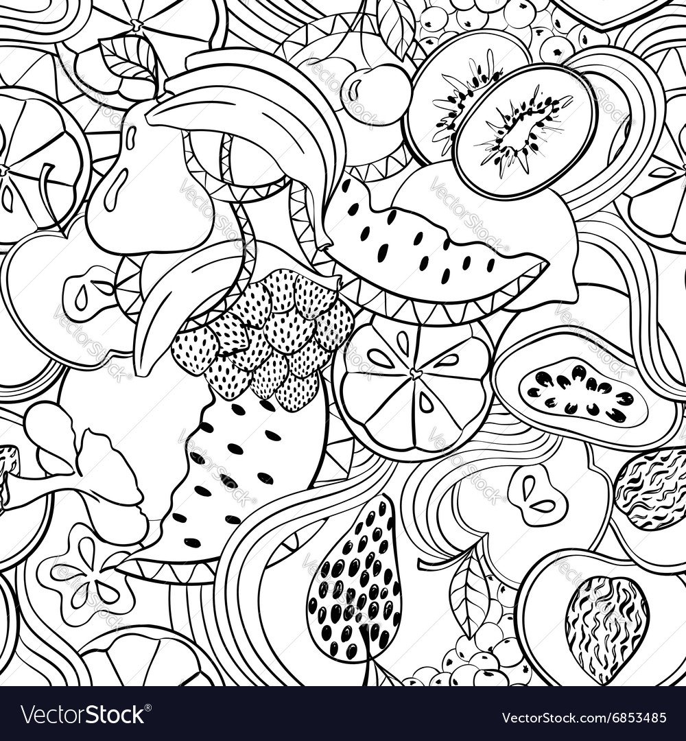 Раскраска антистресс фрукты