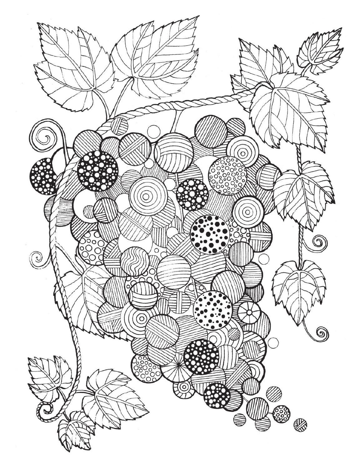 Раскраска антистресс фрукты