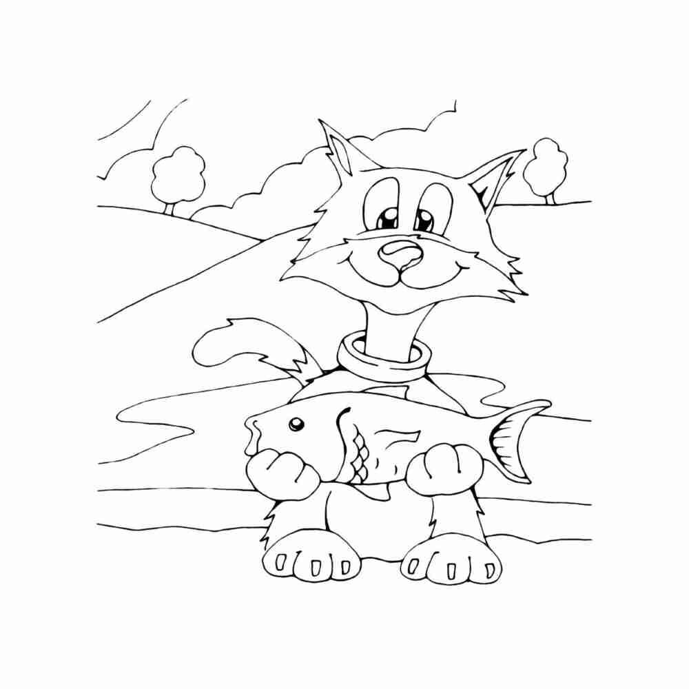 Щука и кот раскраска к басне