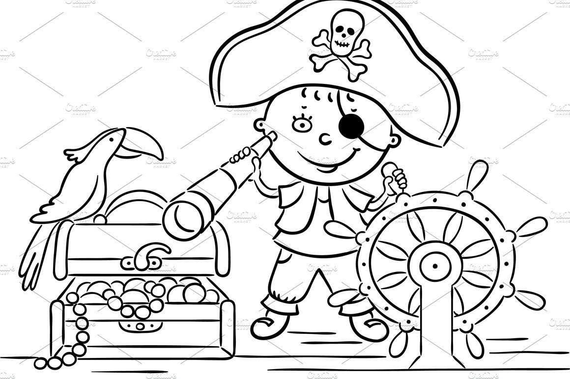 Пираты раскраска для детей 3-4 лет