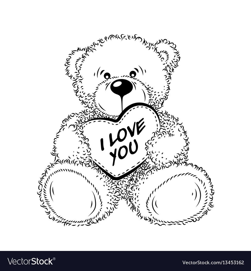 Раскраска плюшевый мишка