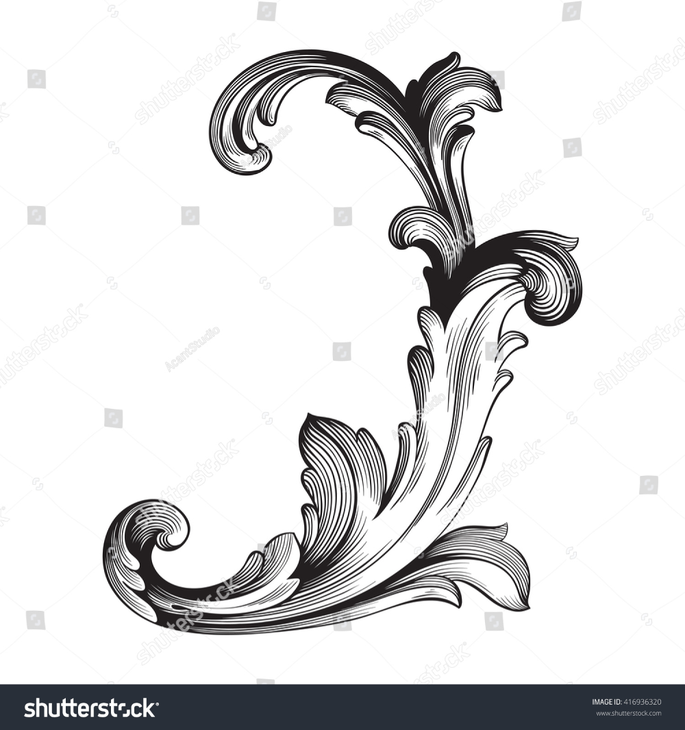 Узоры Барокко трафарет