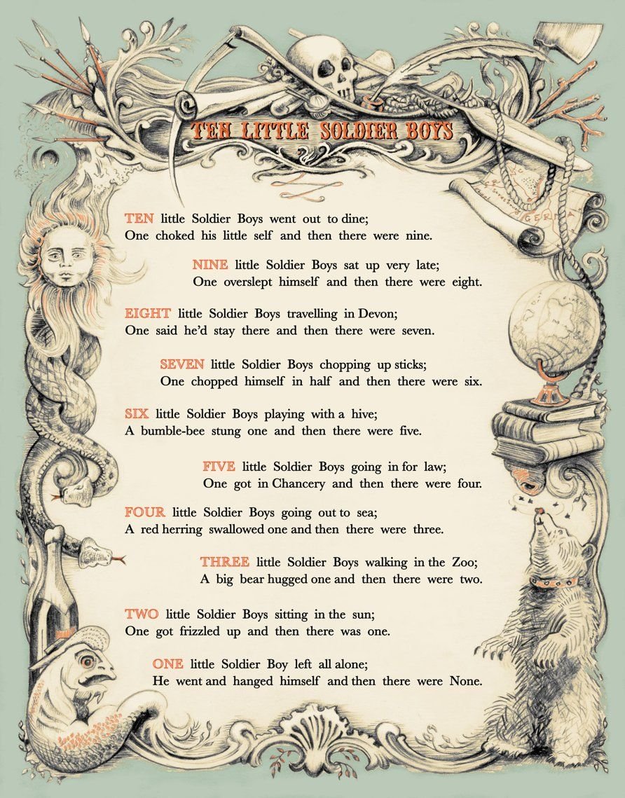 Десять негритят считалка на английском