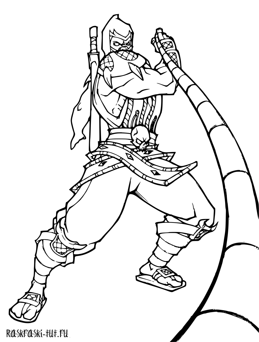 Раскраска мортал комбат Скорпион