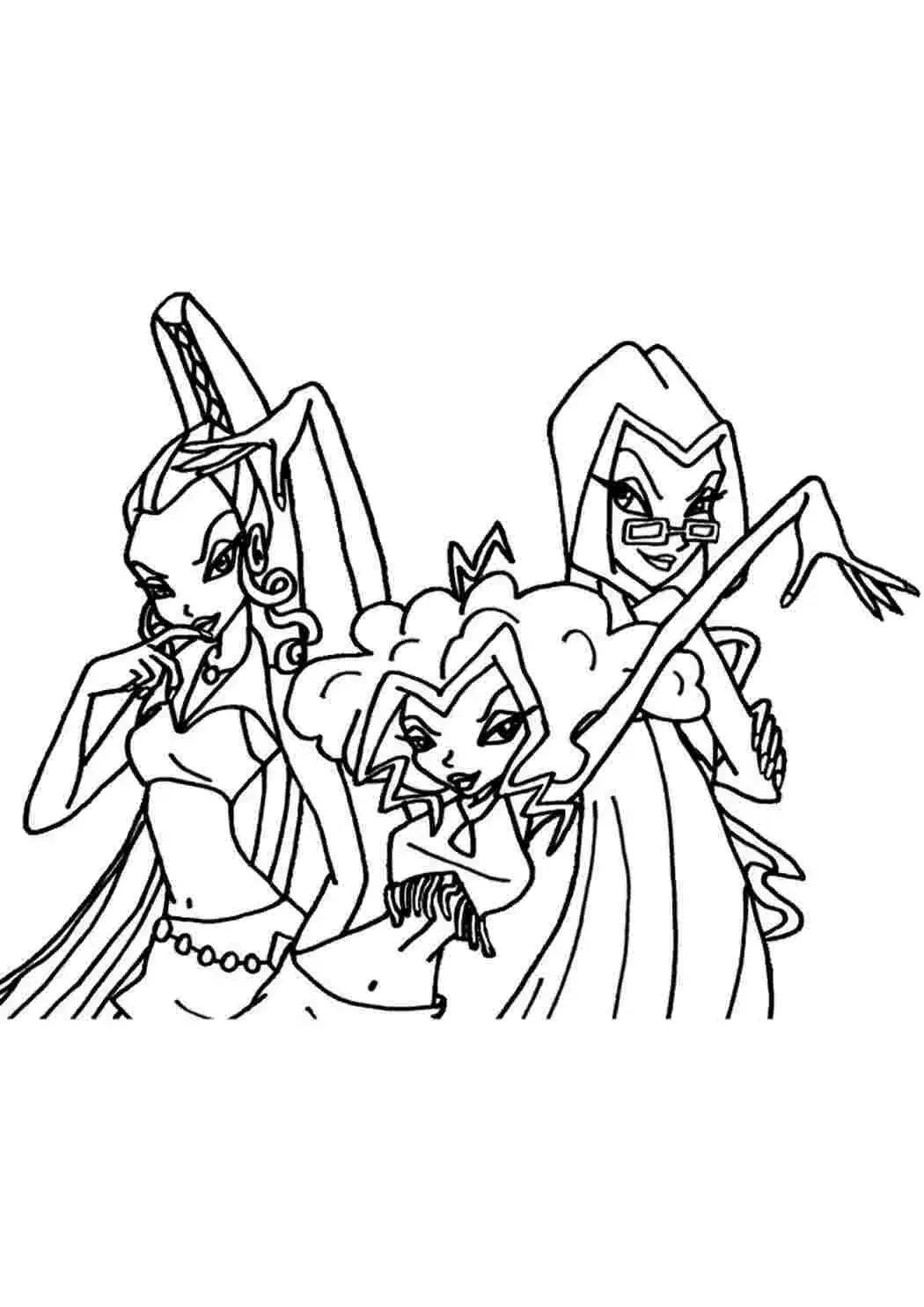 Раскраски для девочек Винкс Блум и Скай