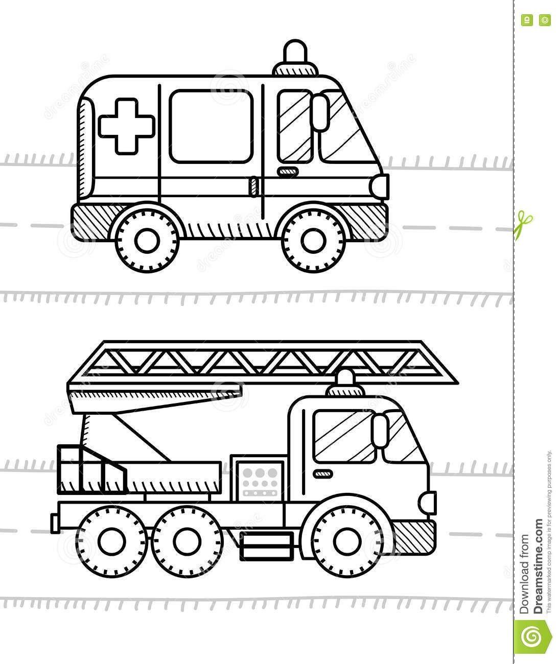 Спецтехника раскраска для детей пожарная машина