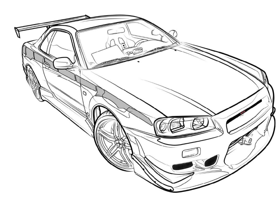 Nissan Skyline GTR r34 раскраска