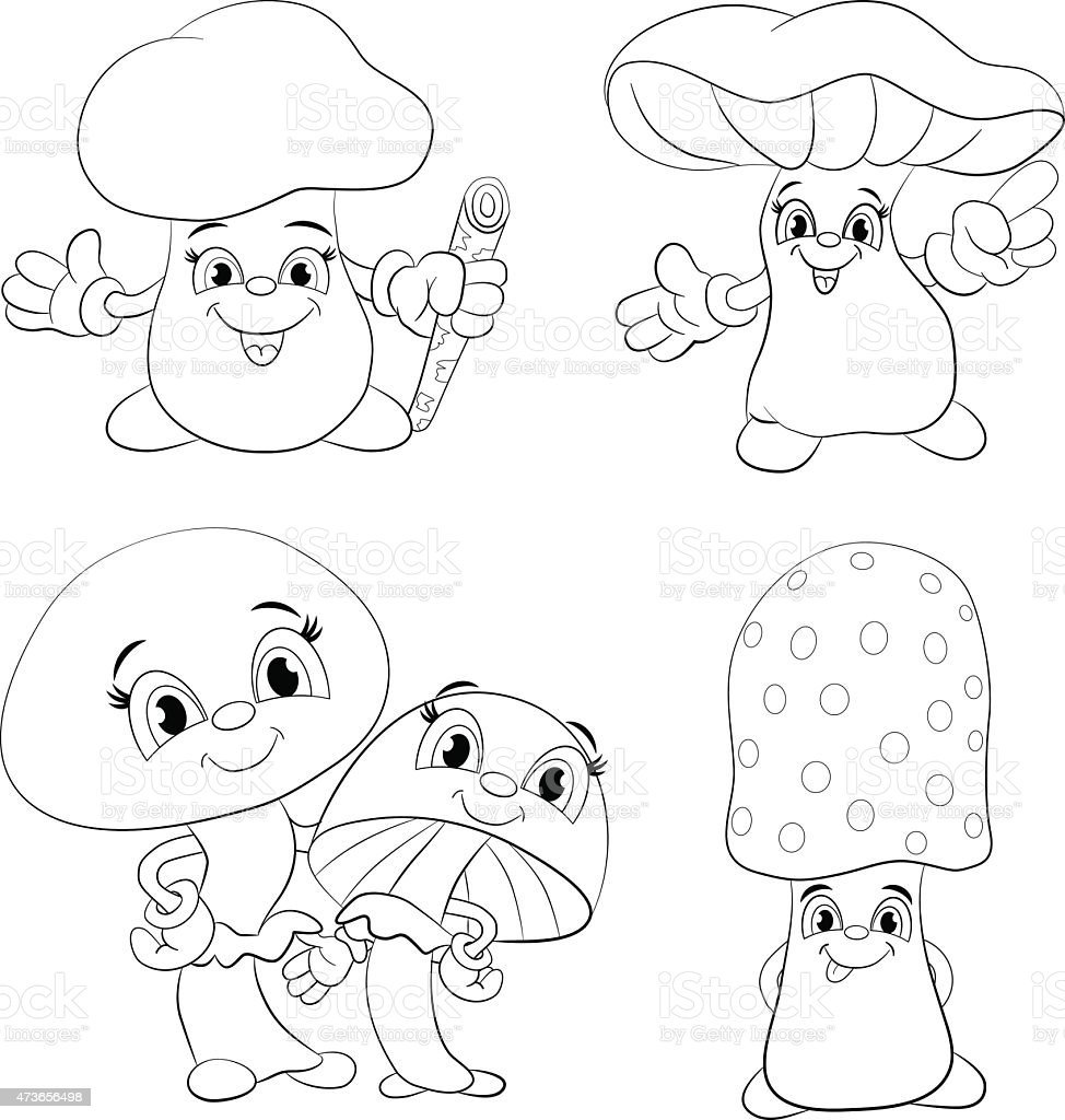 Веселые грибочки раскраска для детей