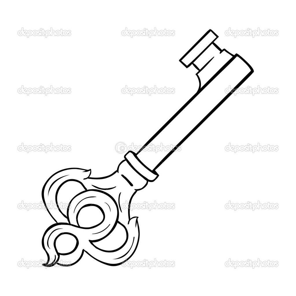 Старинный ключ трафарет