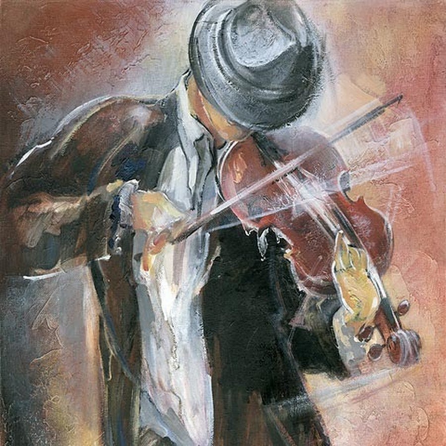 Уличный скрипач живопись