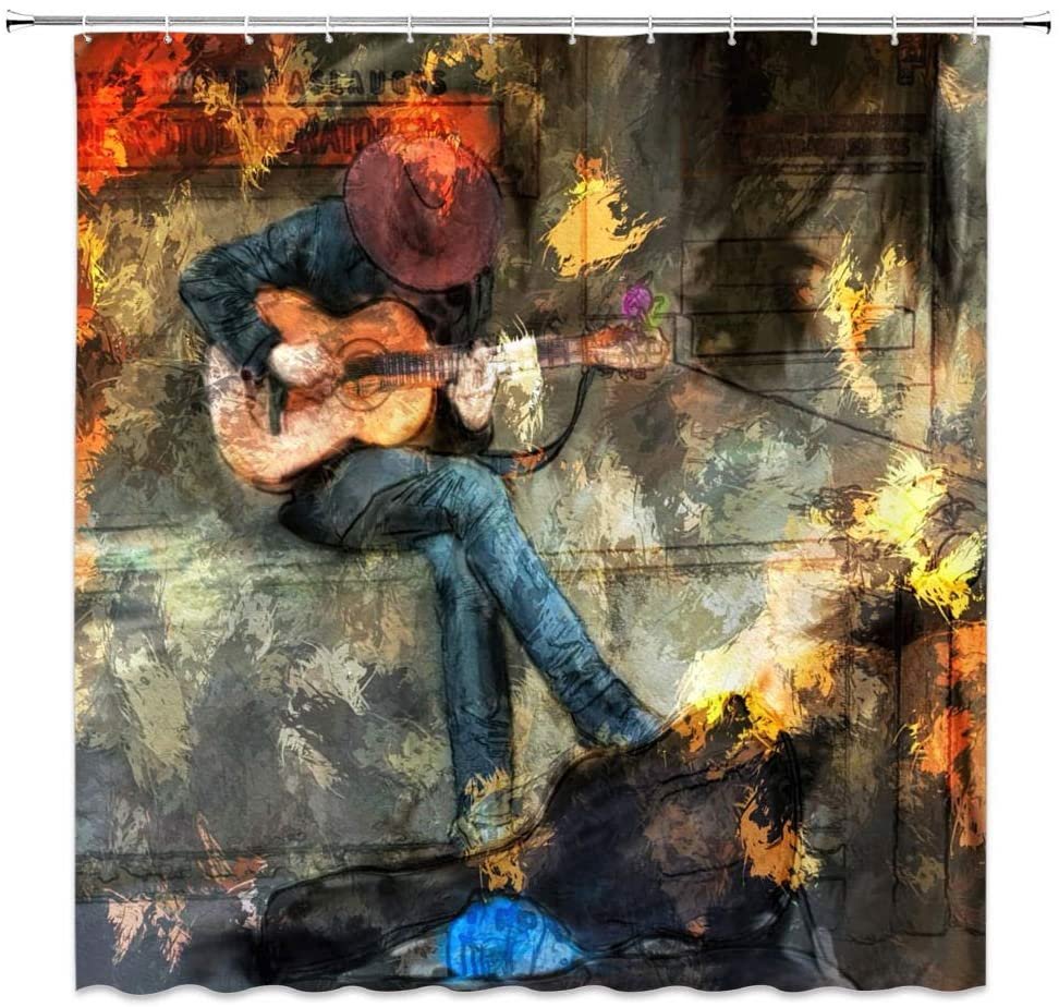 Мальчик играющий на гитаре живопись