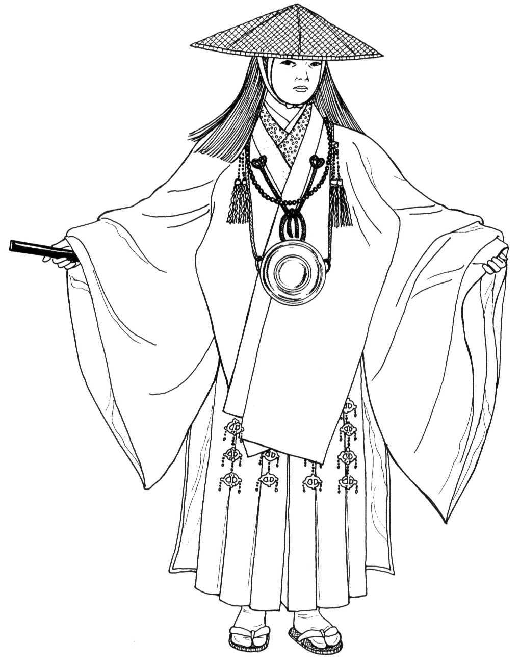 Японское кимоно раскраска