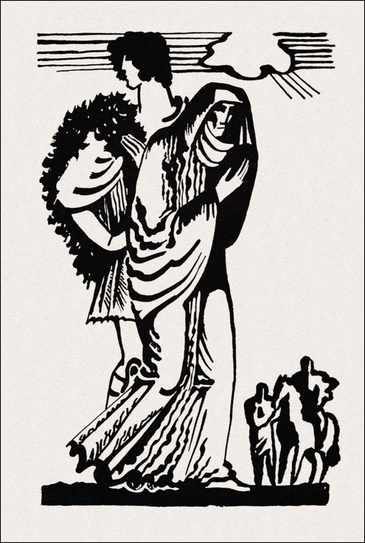 Легкий рисунок для начинающих из мифа Прометея черно белый