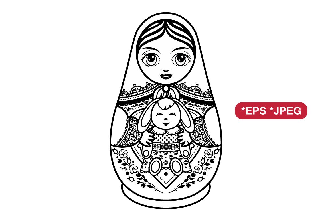 Матрёшка раскраска цветная для малышей