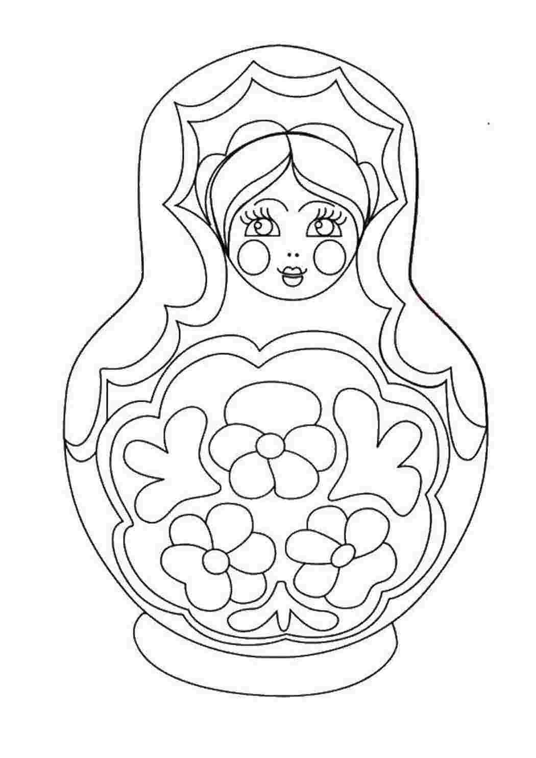 Матрёшка раскраска цветная