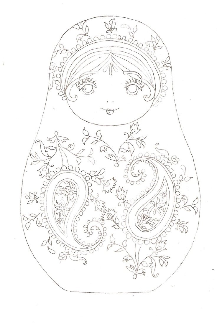 Русская Матрешка. Раскраска