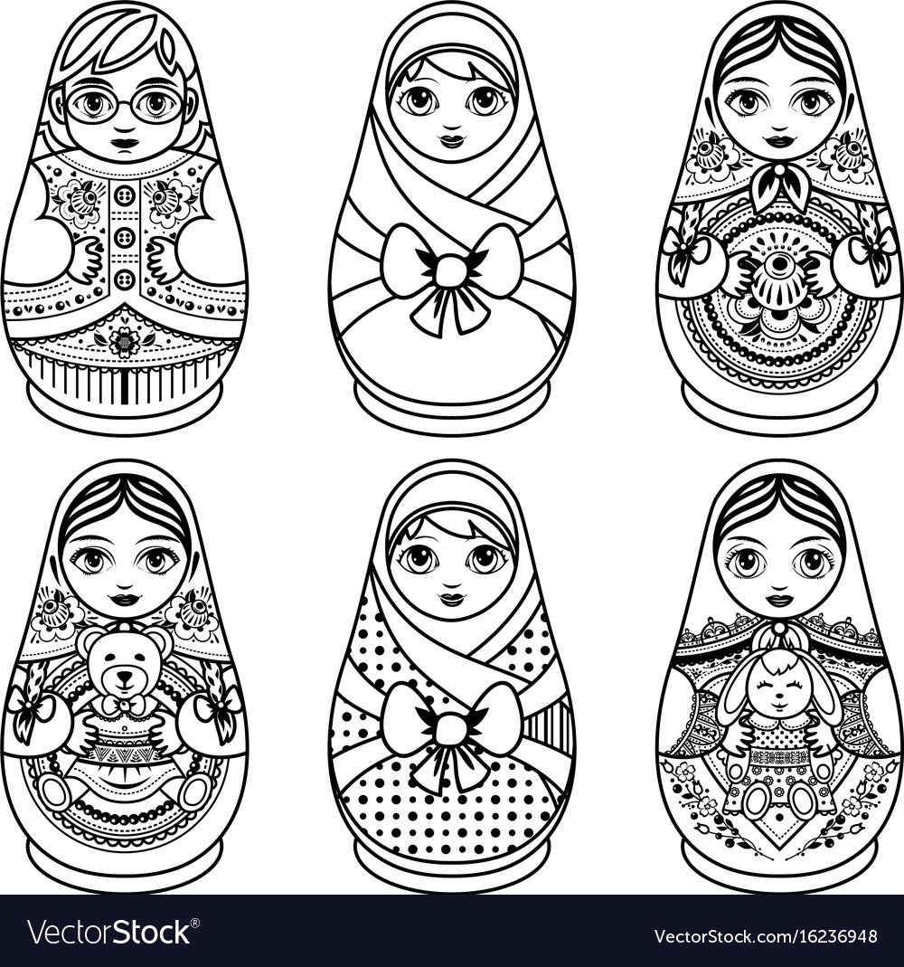 Раскраска матрёшка для детей 5-6 лет