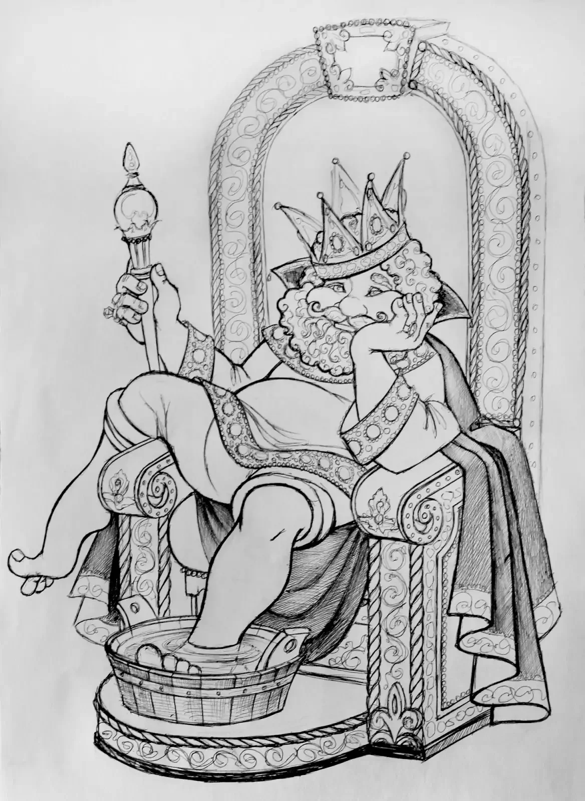 Король на троне рисунок