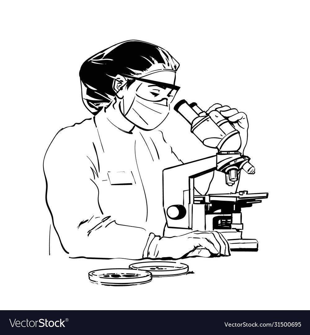 Доктор с микроскопом вектор