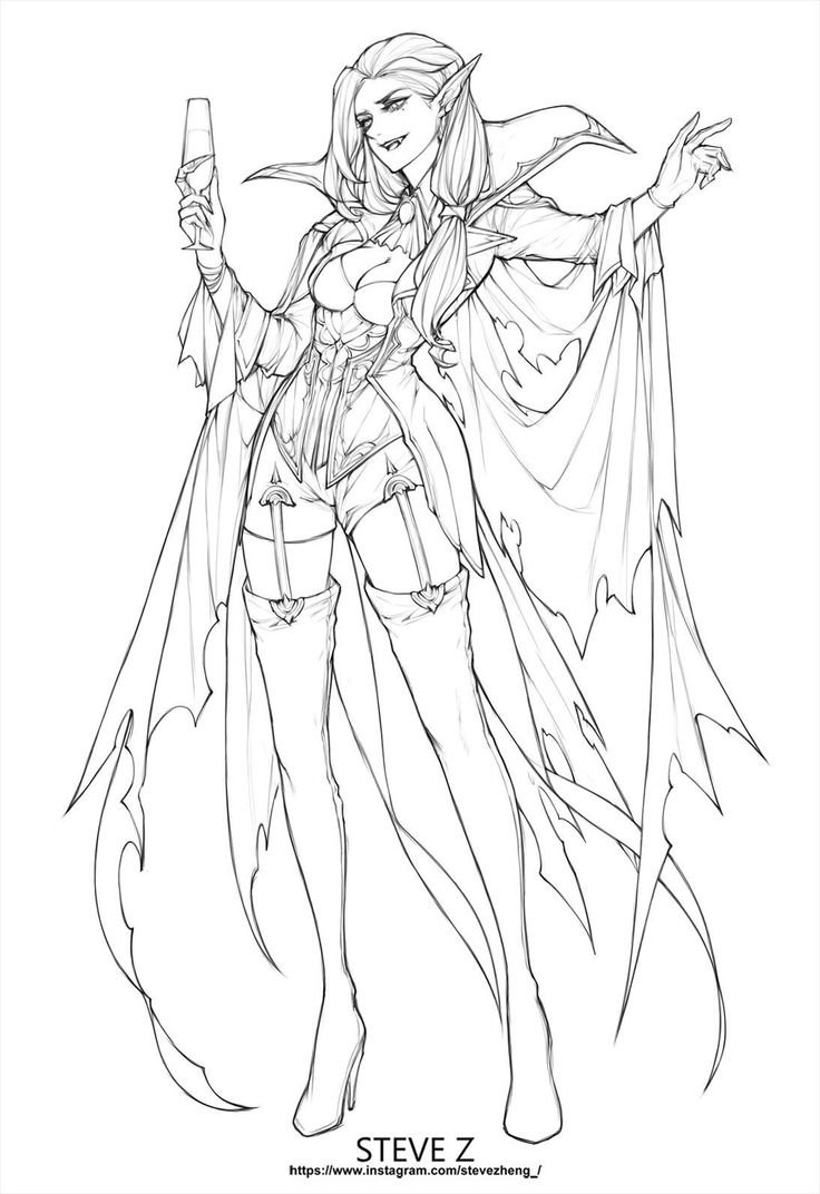 Эльфийка черно белая