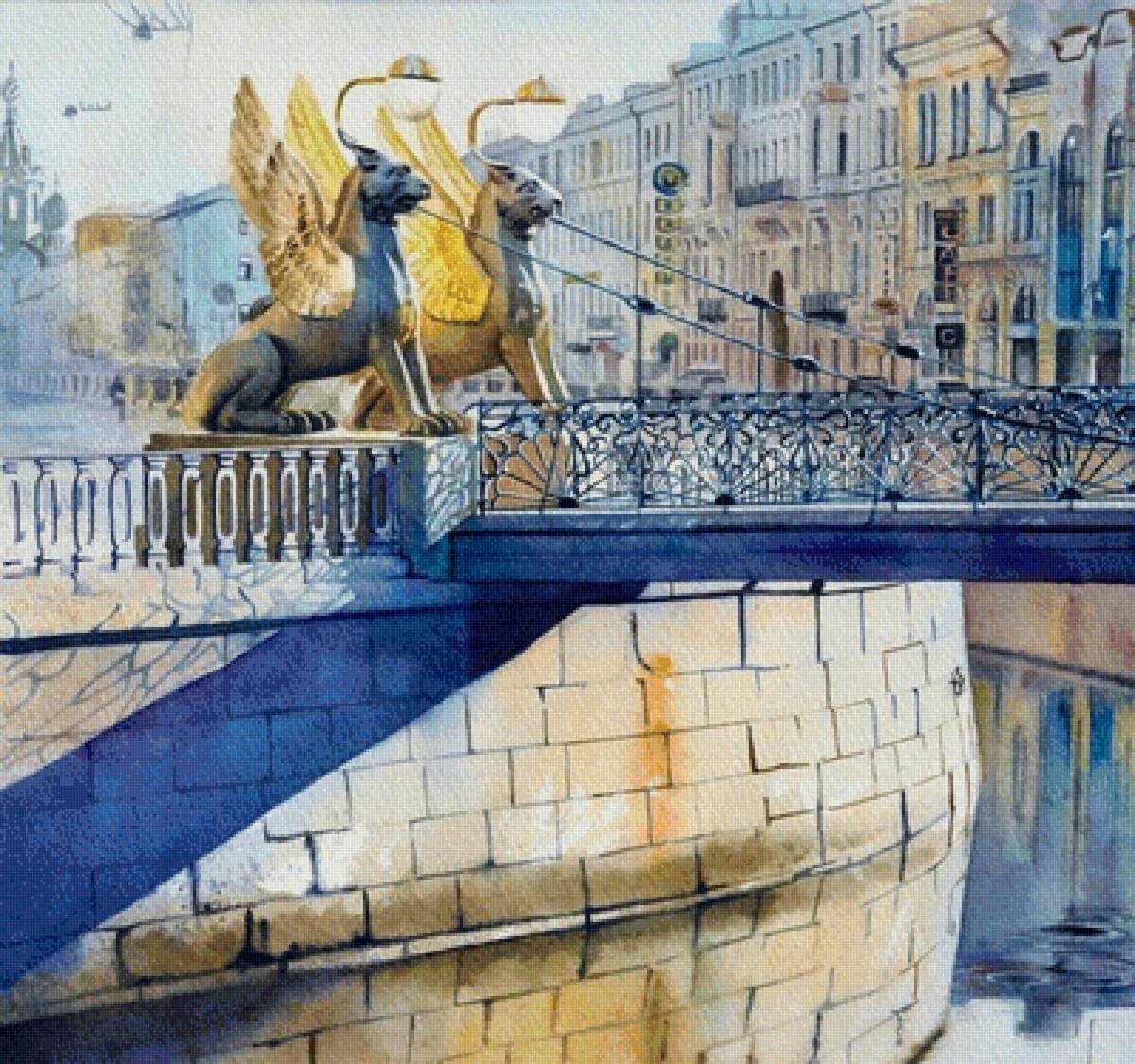 Банковский мост акварель Санкт-Петербург
