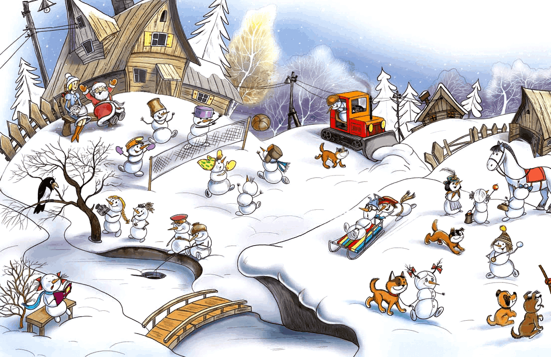 Семья снеговиков раскраска