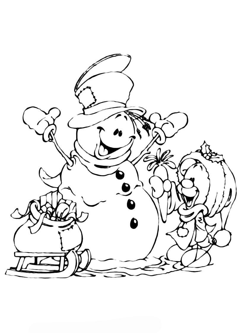 Снеговик раскраска