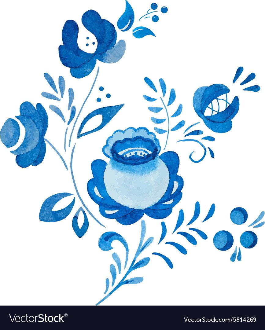 Рисунок лошади в стиле Гжель