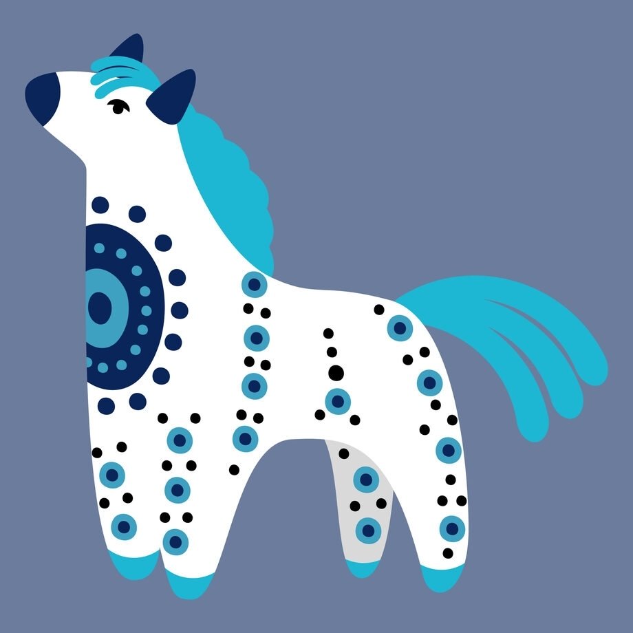 Гжельская лошадка рисунок