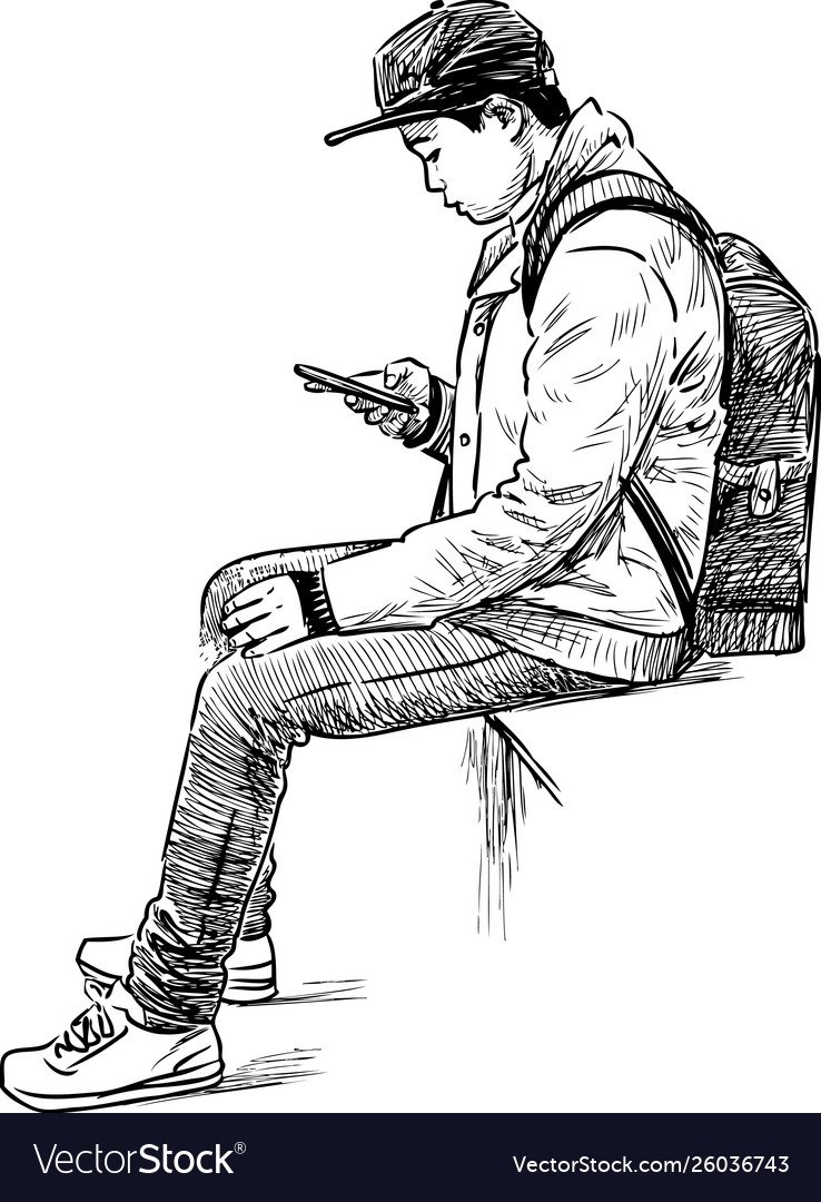 Набросок человека с телефоном